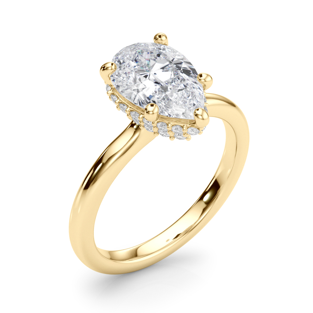 The Pearl Hidden Halo Engagement Ring, angled view