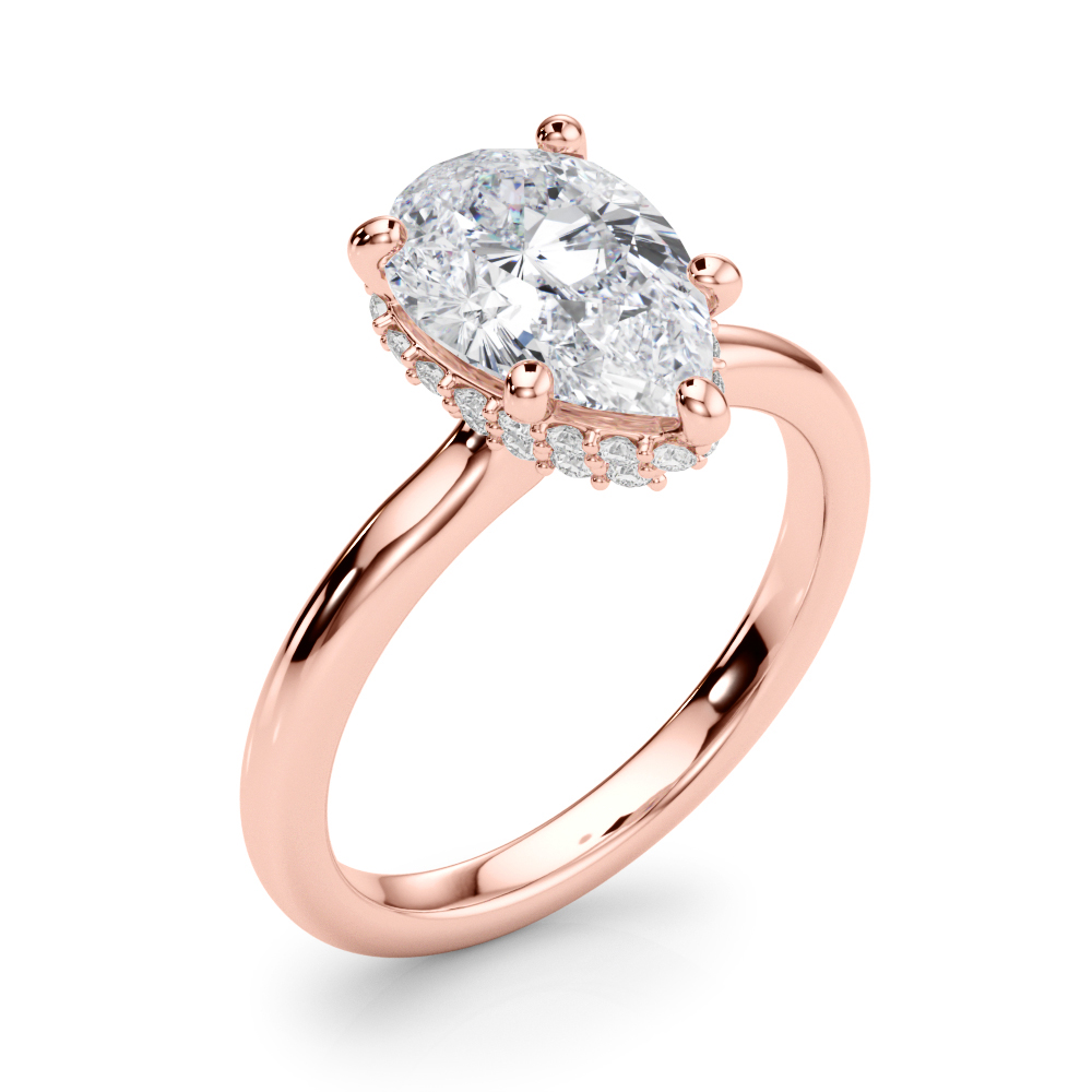 The Pearl Hidden Halo Engagement Ring, angled view