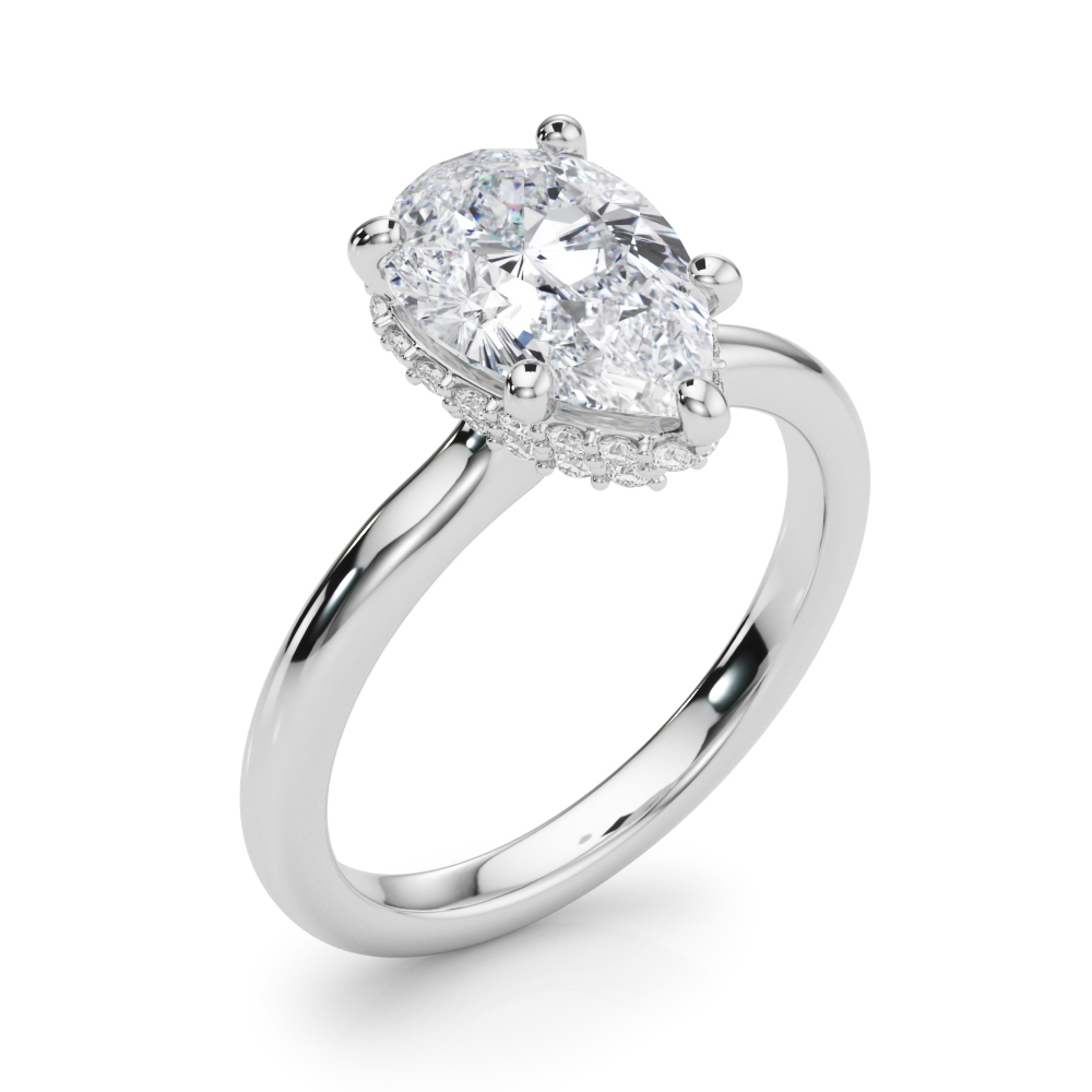 The Pearl Hidden Halo Engagement Ring, angled view