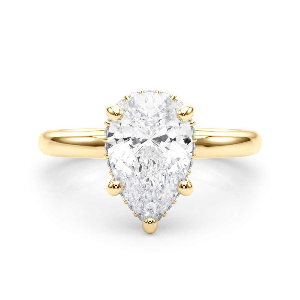 The Pearl Hidden Halo Engagement Ring, set view