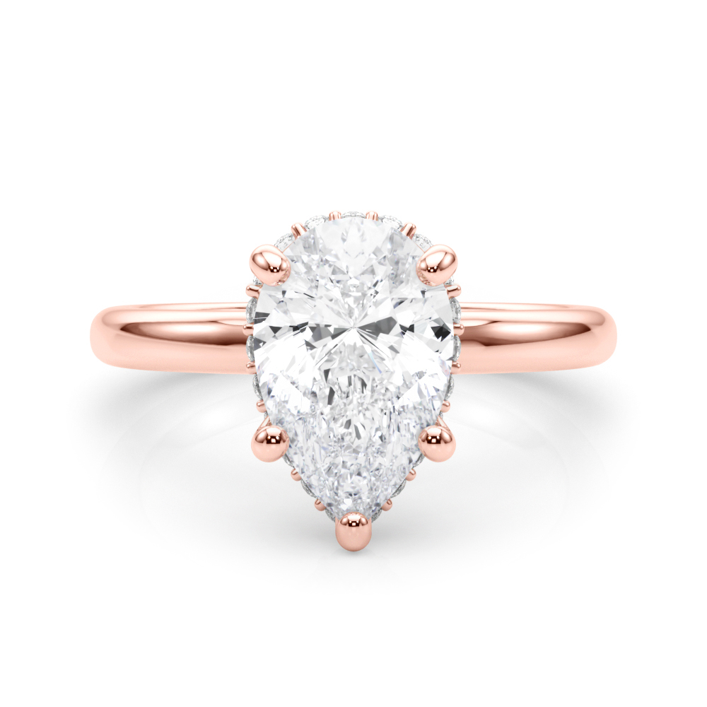The Pearl Hidden Halo Engagement Ring, set view