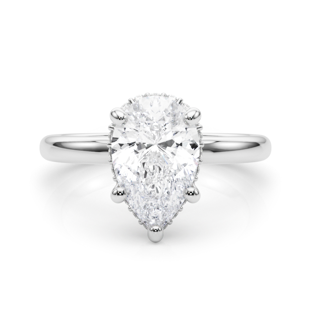 The Pearl Hidden Halo Engagement Ring, set view