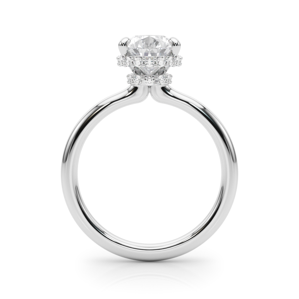 The Pearl Hidden Halo Engagement Ring, side view