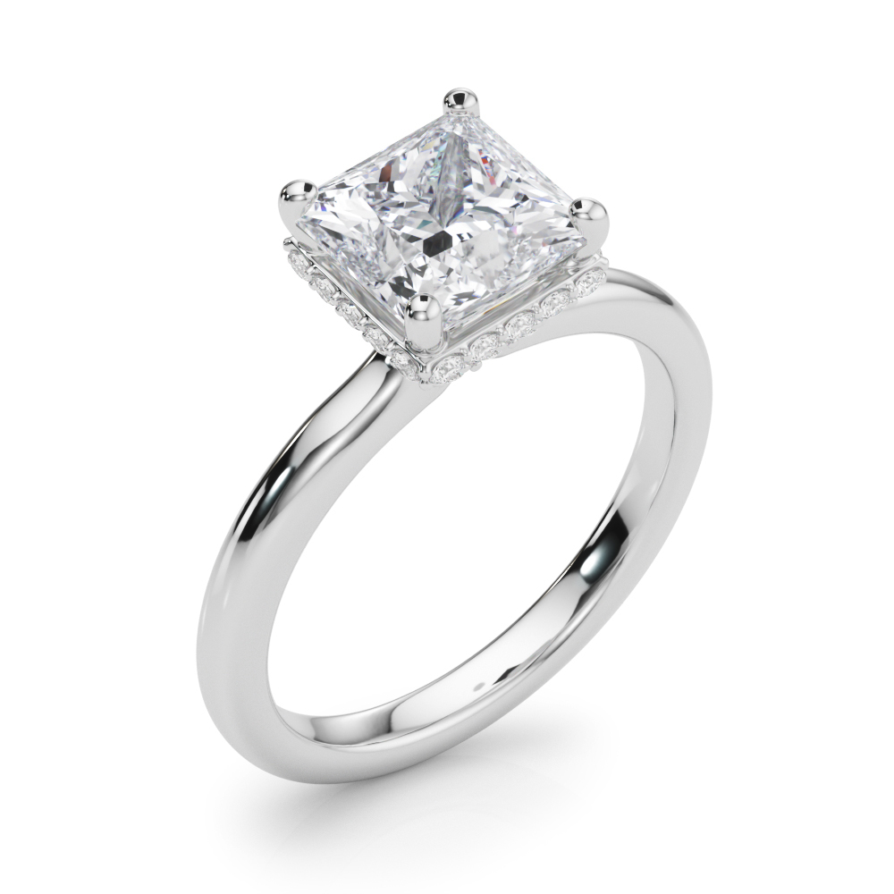 The Matilda Hidden Halo Engagement Ring, angled view