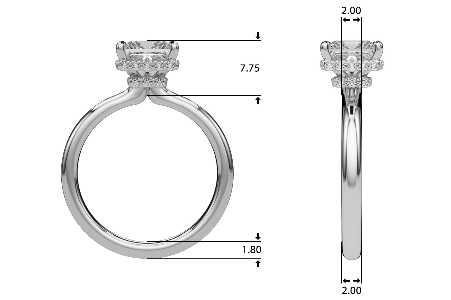 The Matilda Hidden Halo Engagement Ring, upright view