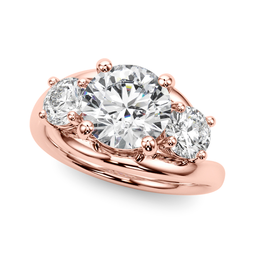 The Mia Three-Stone Engagement Ring, front view