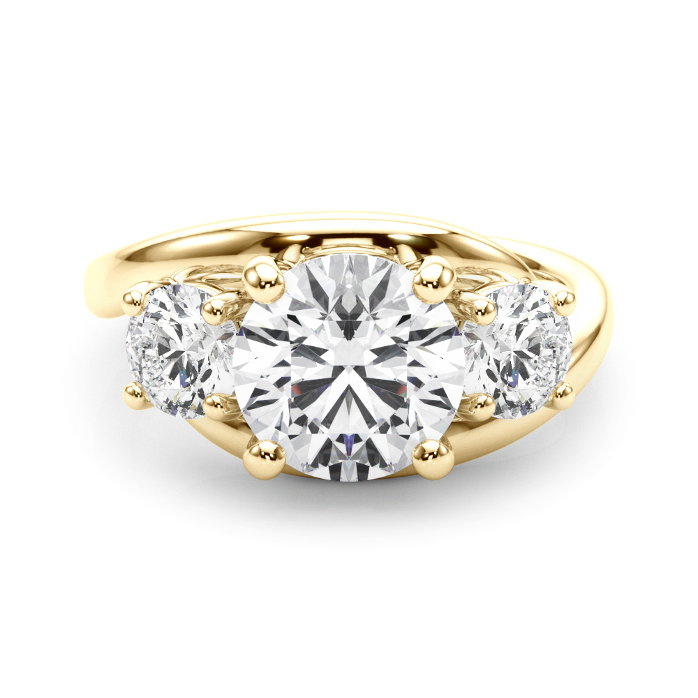 The Mia Three-Stone Engagement Ring, set view