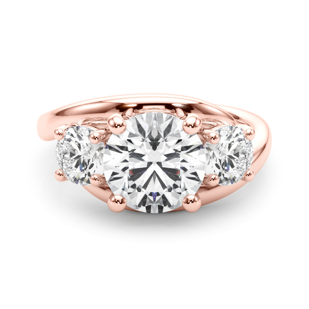 The Mia Three-Stone Engagement Ring, set view