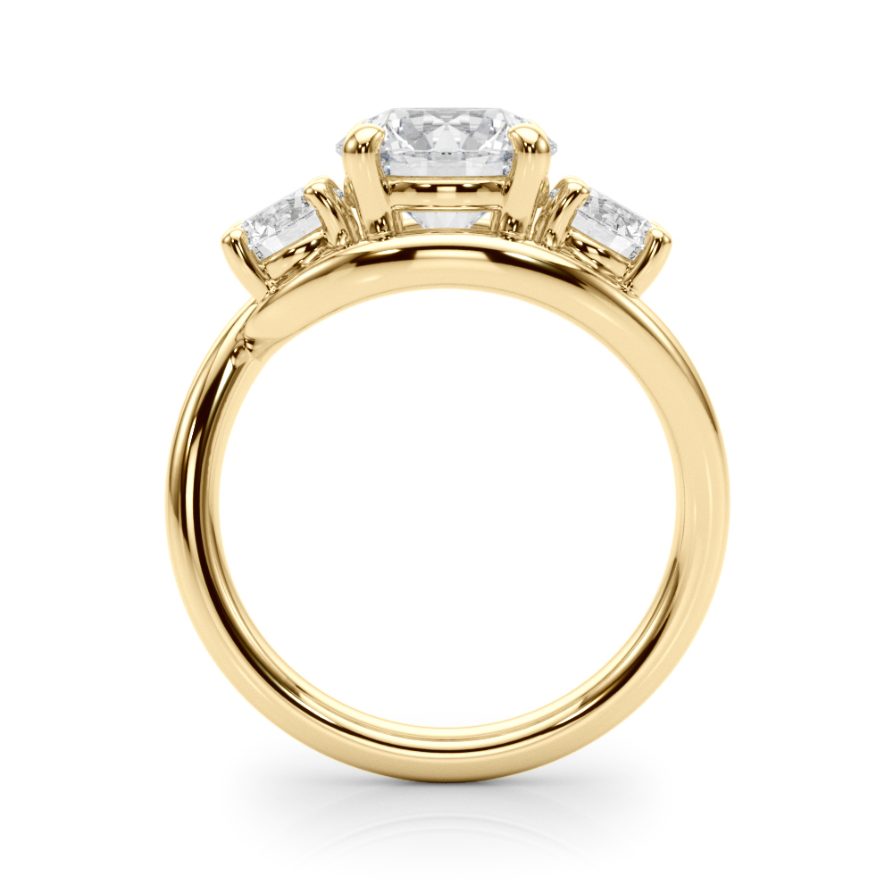 The Mia Three-Stone Engagement Ring, side view