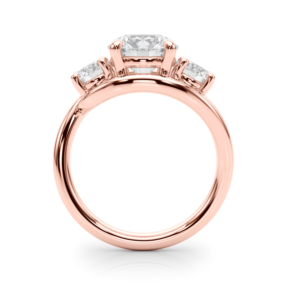 The Mia Three-Stone Engagement Ring, side view