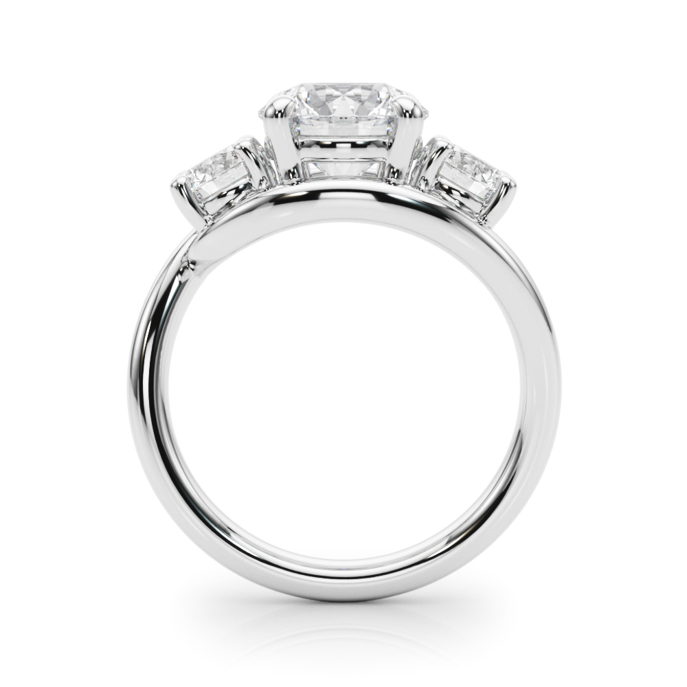 The Mia Three-Stone Engagement Ring, side view