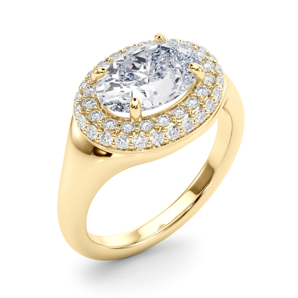 The Mary Double Halo Engagement Ring, angled view