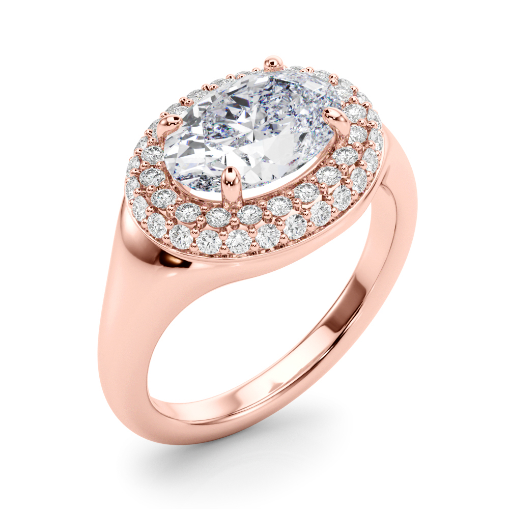 The Mary Double Halo Engagement Ring, angled view
