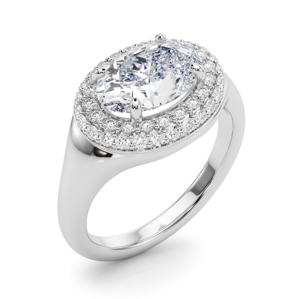 The Mary Double Halo Engagement Ring, angled view
