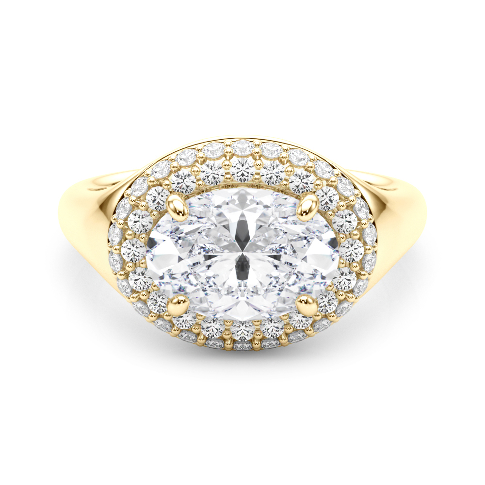 The Mary Double Halo Engagement Ring, set view