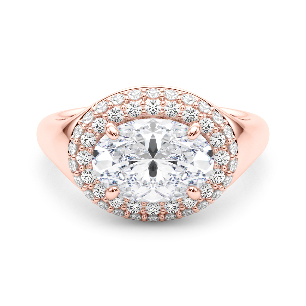 The Mary Double Halo Engagement Ring, set view