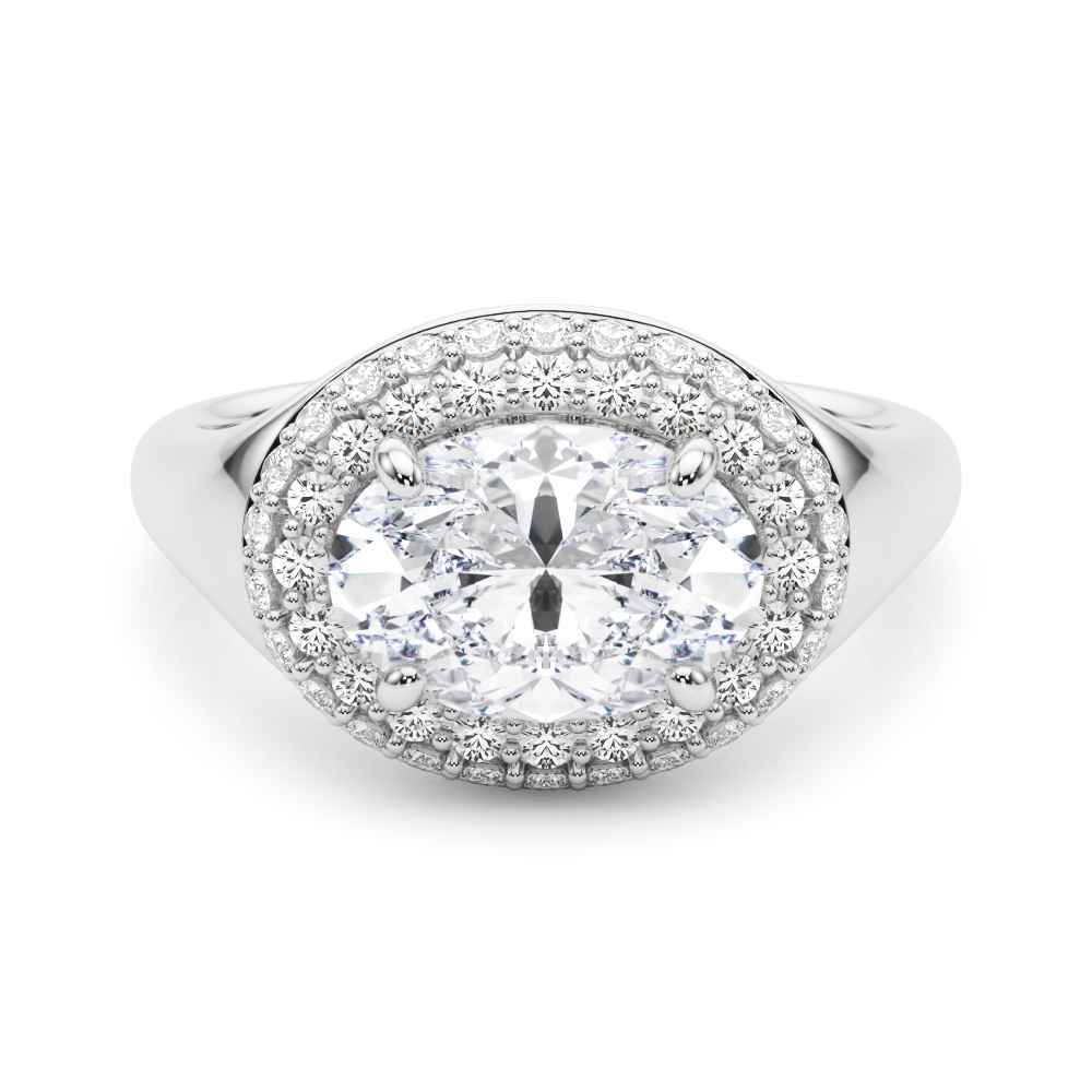 The Mary Double Halo Engagement Ring, set view
