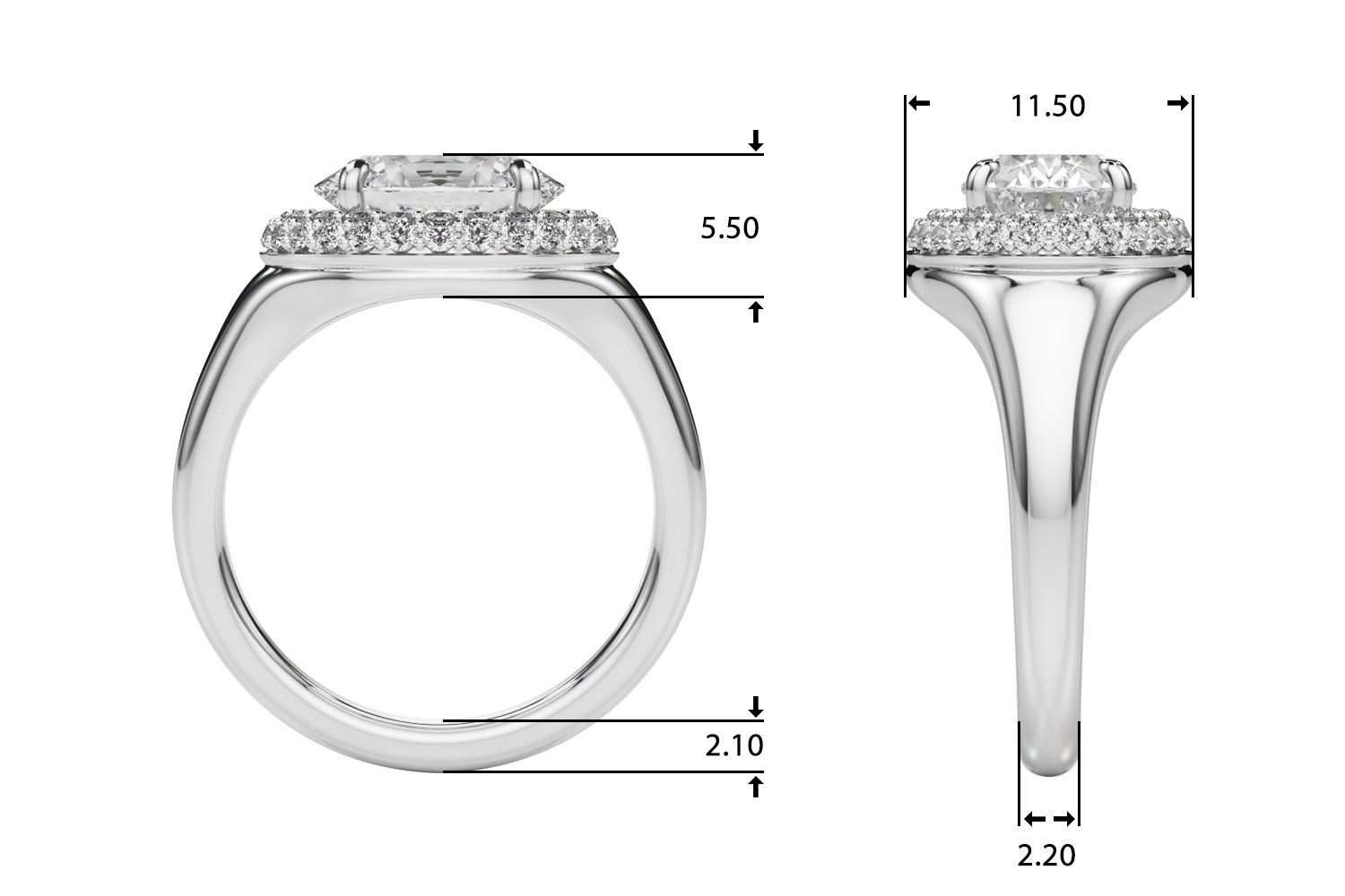 The Mary Double Halo Engagement Ring, upright view