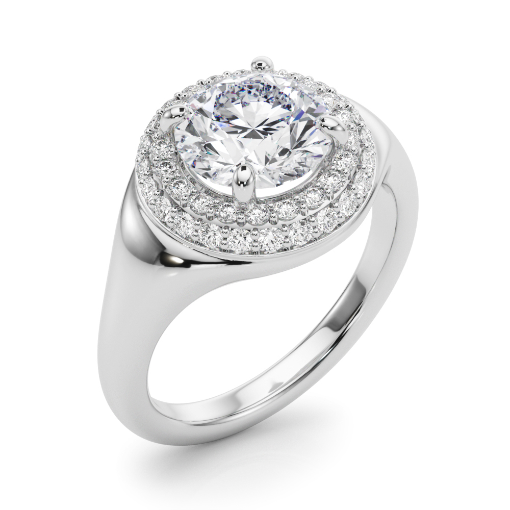 The Hannah Double Halo Engagement Ring, angled view