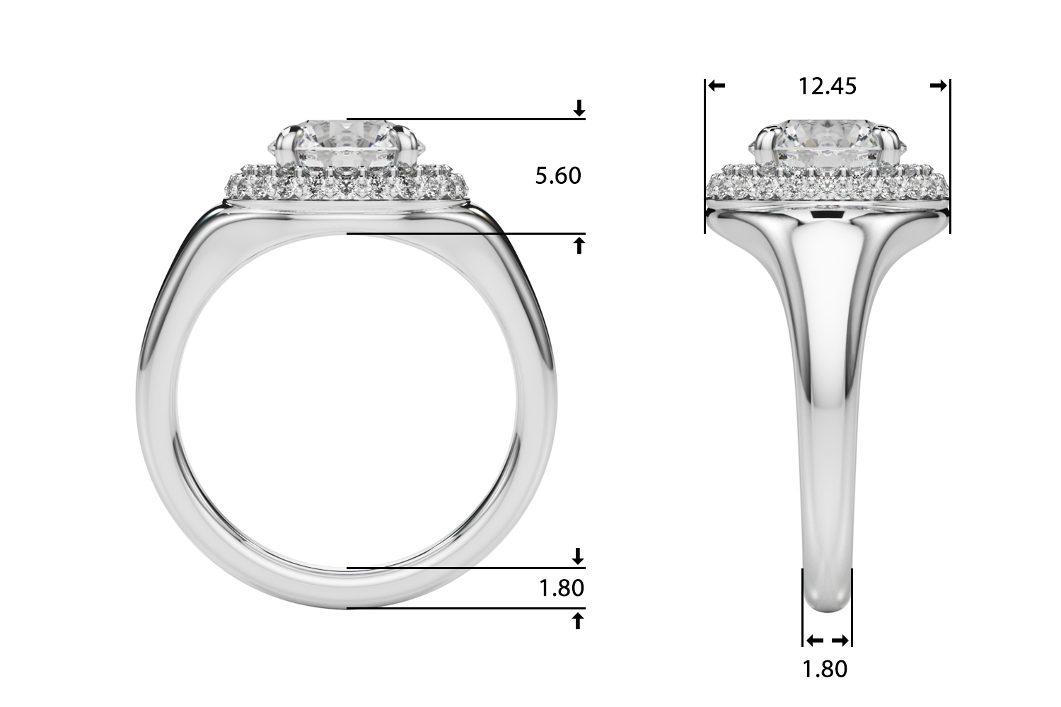 The Hannah Double Halo Engagement Ring, upright view