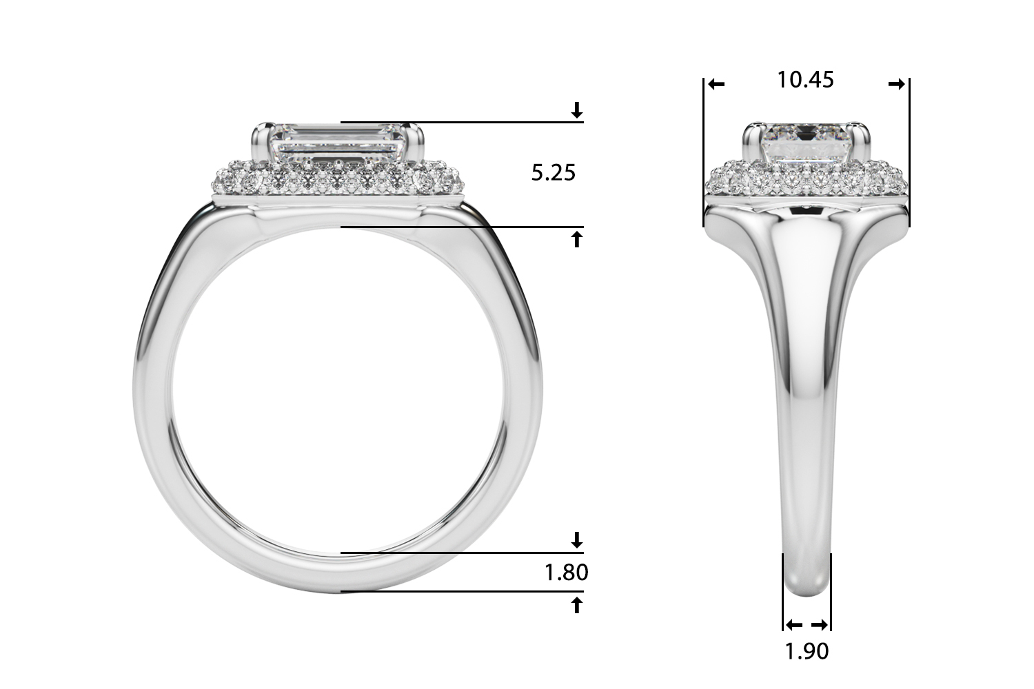 The Opal Double Halo Engagement Ring, upright view
