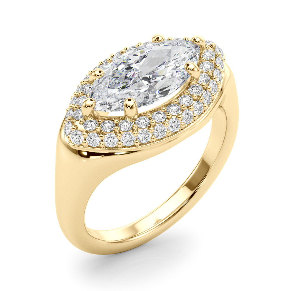 The Hollis Double Halo Engagement Ring, angled view