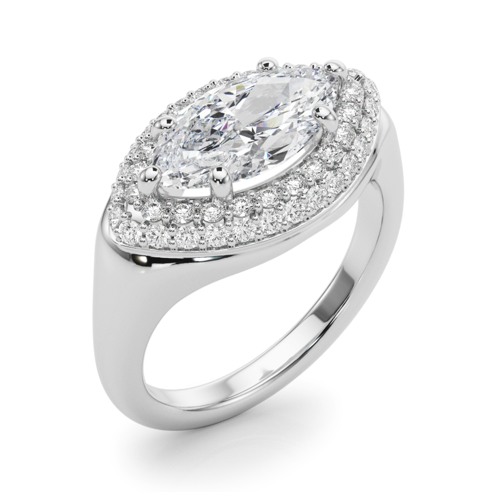 The Hollis Double Halo Engagement Ring, angled view