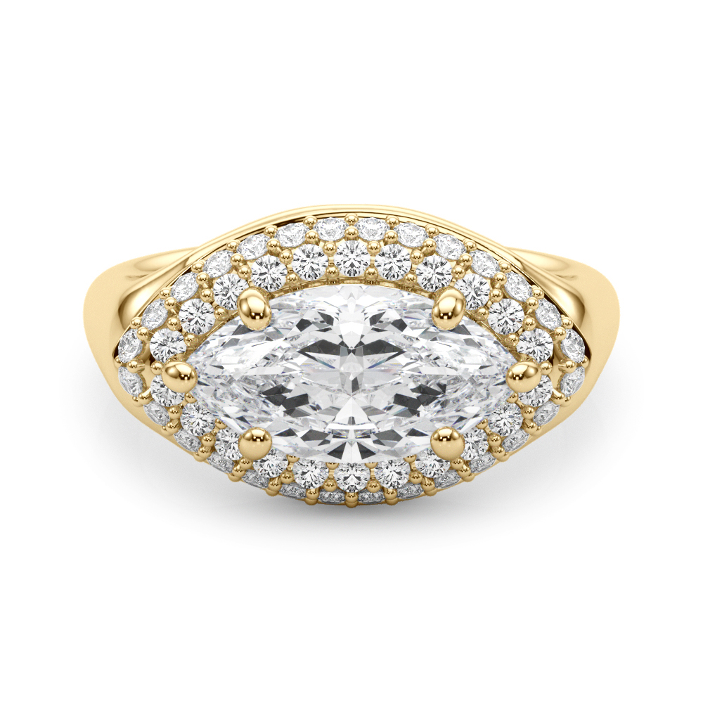 The Hollis Double Halo Engagement Ring, set view