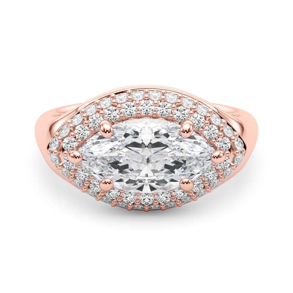 The Hollis Double Halo Engagement Ring, set view