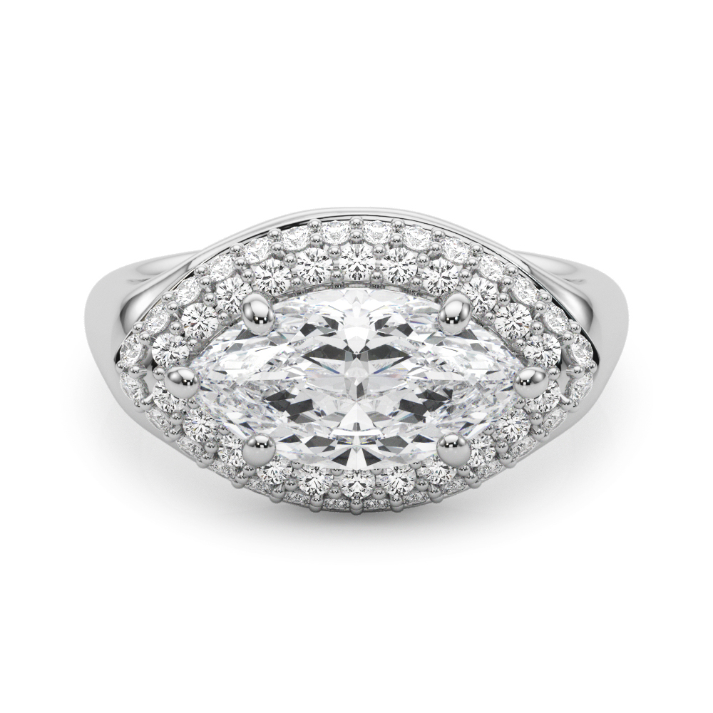 The Hollis Double Halo Engagement Ring, set view