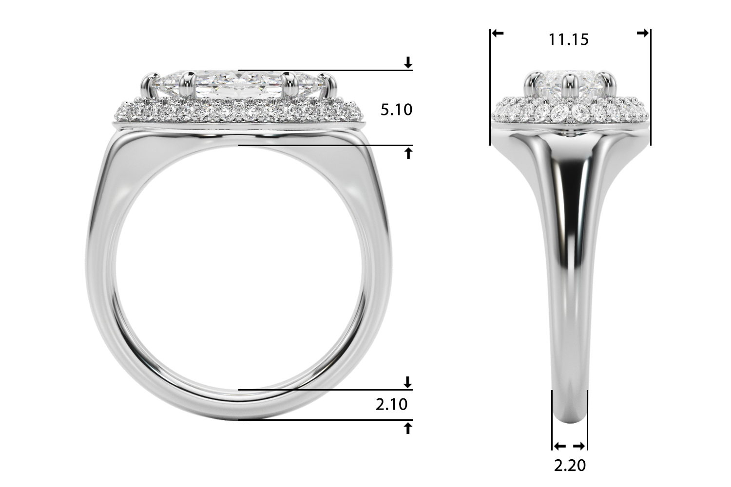 The Hollis Double Halo Engagement Ring, upright view