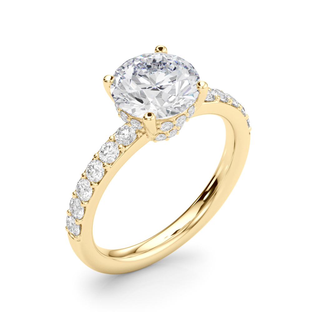 The Greta Hidden Halo Engagement Ring, angled view