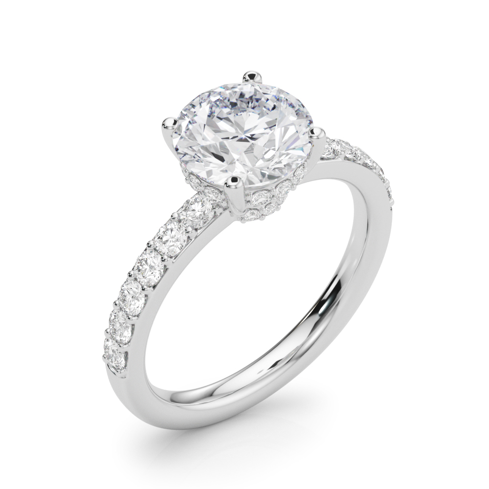 The Greta Hidden Halo Engagement Ring, angled view