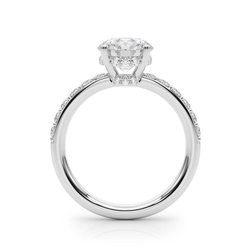 The Greta Hidden Halo Engagement Ring, side view