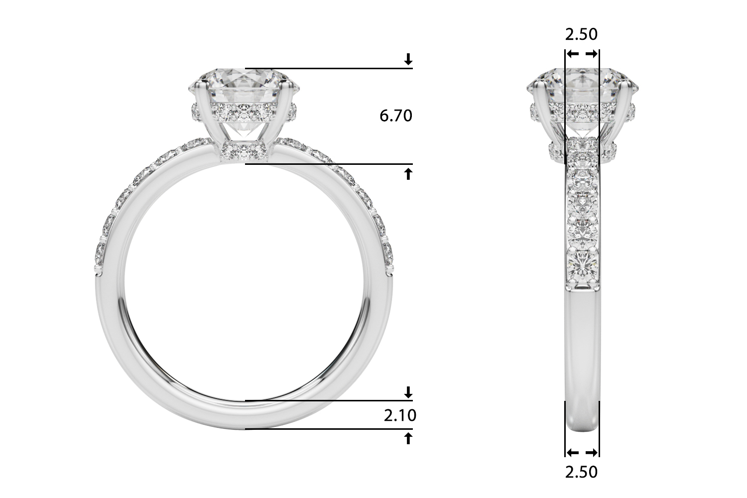The Greta Hidden Halo Engagement Ring, upright view