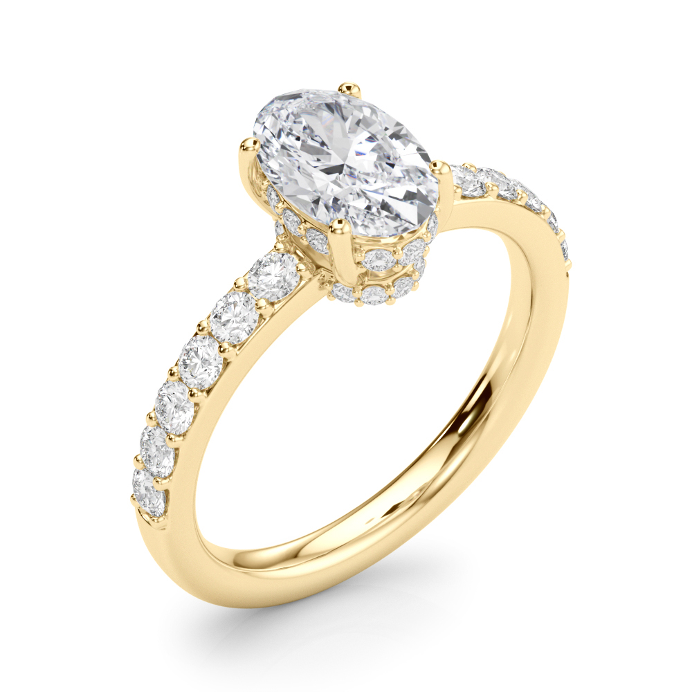 The Victoria Hidden Halo Engagement Ring, angled view