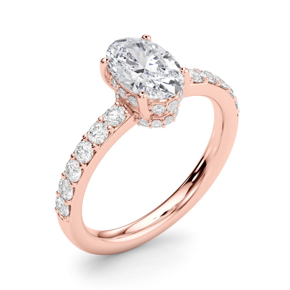 The Victoria Hidden Halo Engagement Ring, angled view