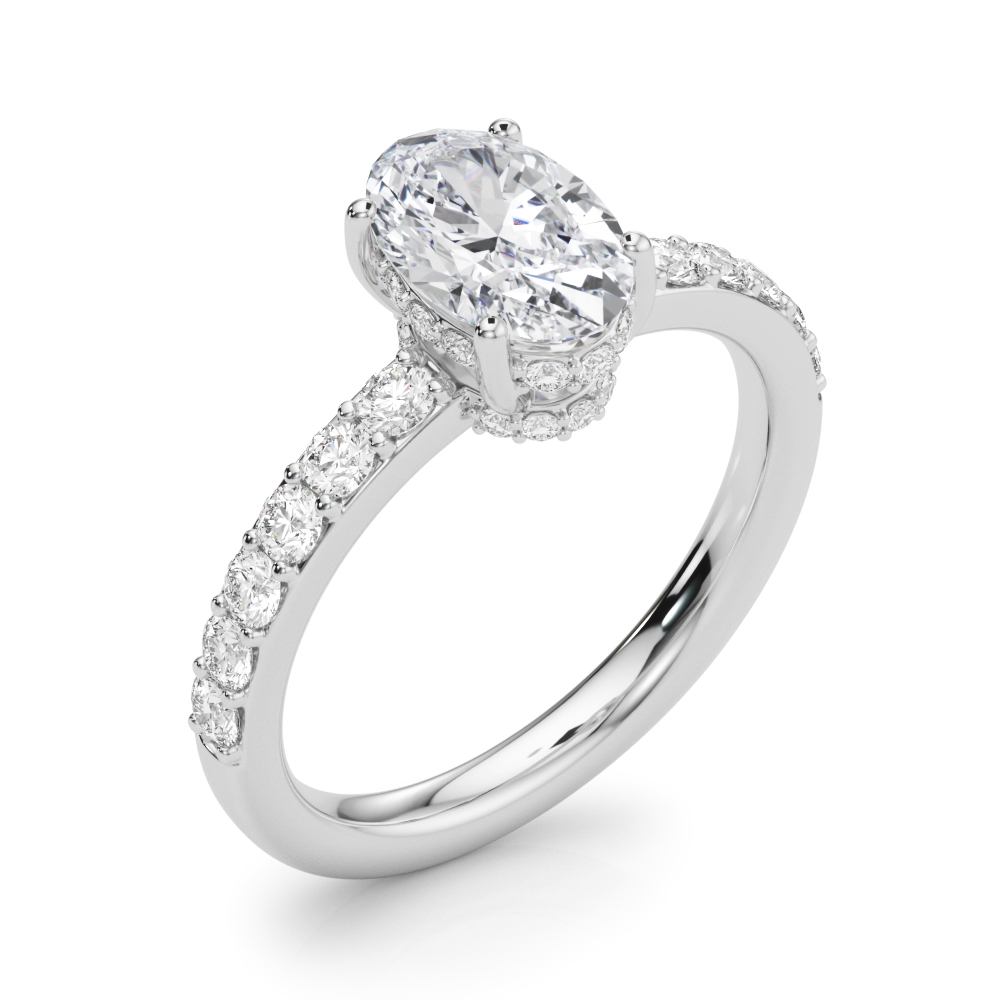 The Victoria Hidden Halo Engagement Ring, angled view