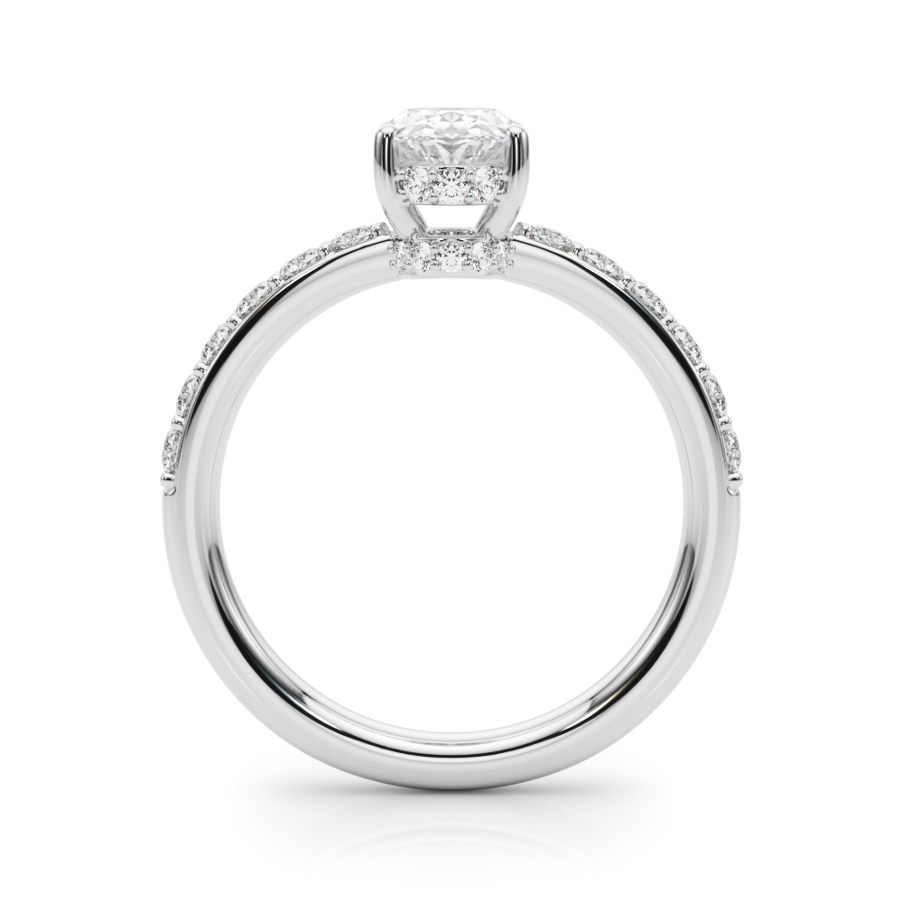 The Victoria Hidden Halo Engagement Ring, side view