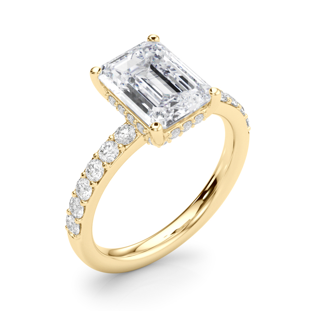 The Phoebe Hidden Halo Engagement Ring, angled view