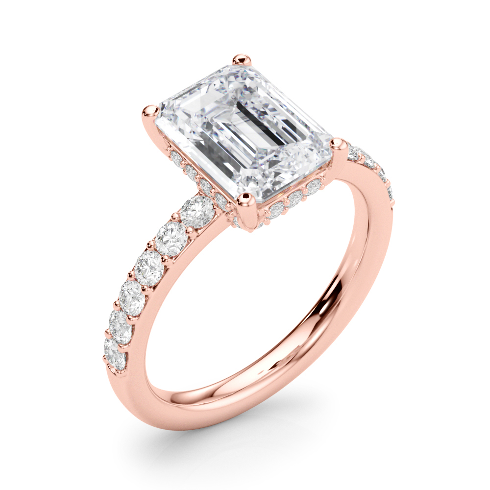 The Phoebe Hidden Halo Engagement Ring, angled view