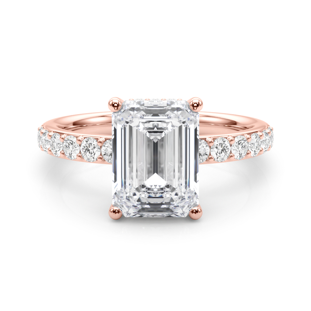 The Phoebe Hidden Halo Engagement Ring, set view