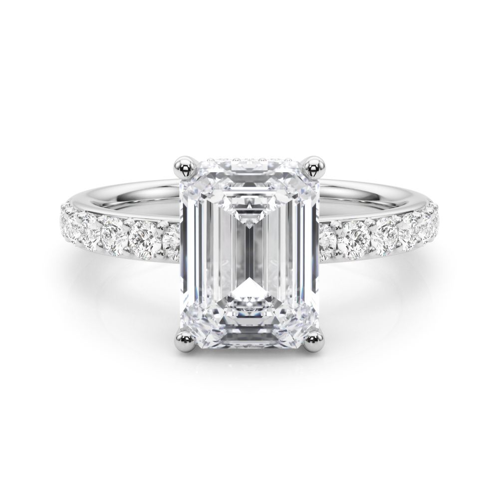The Phoebe Hidden Halo Engagement Ring, set view