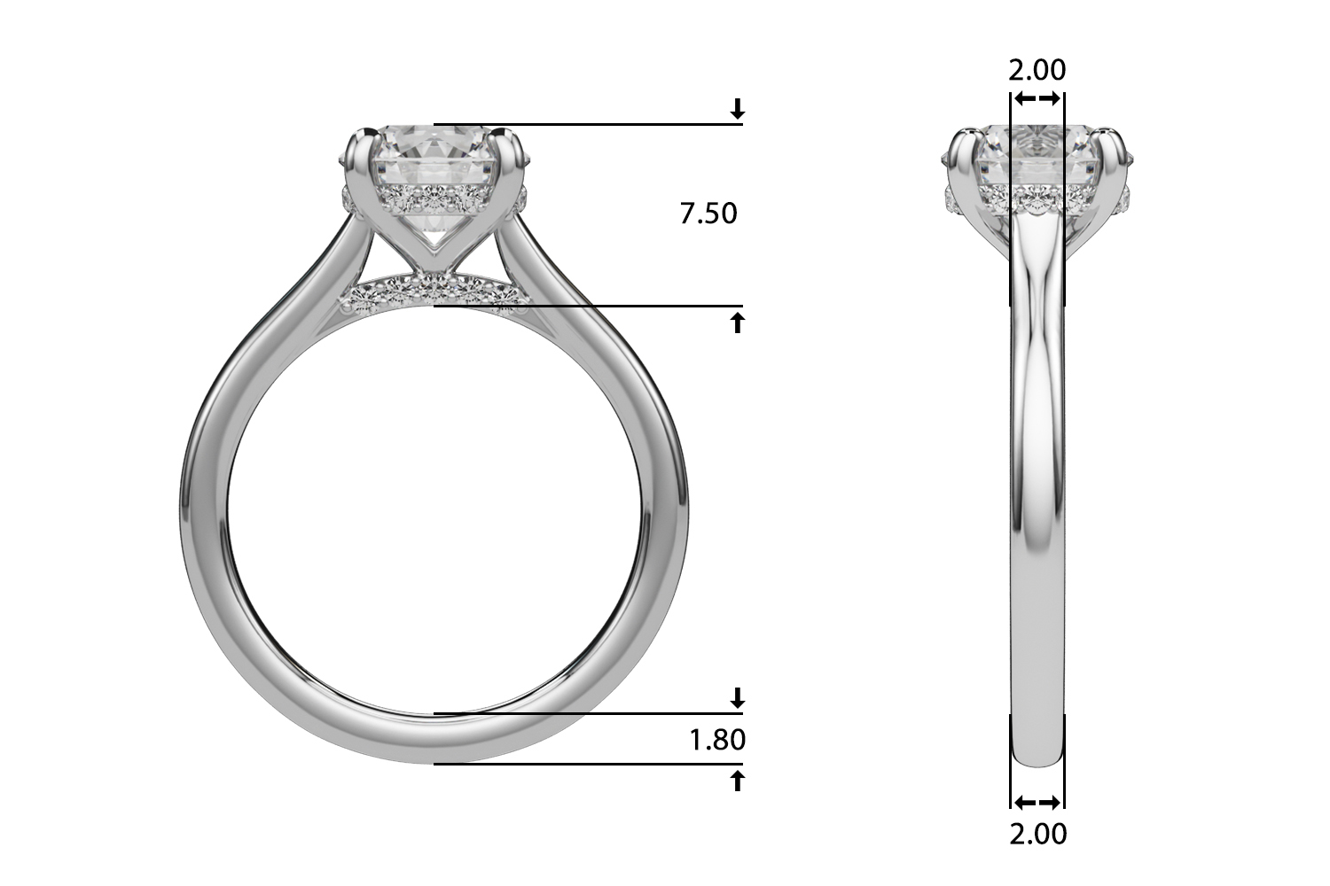 The Ximena Hidden Halo Engagement Ring, upright view