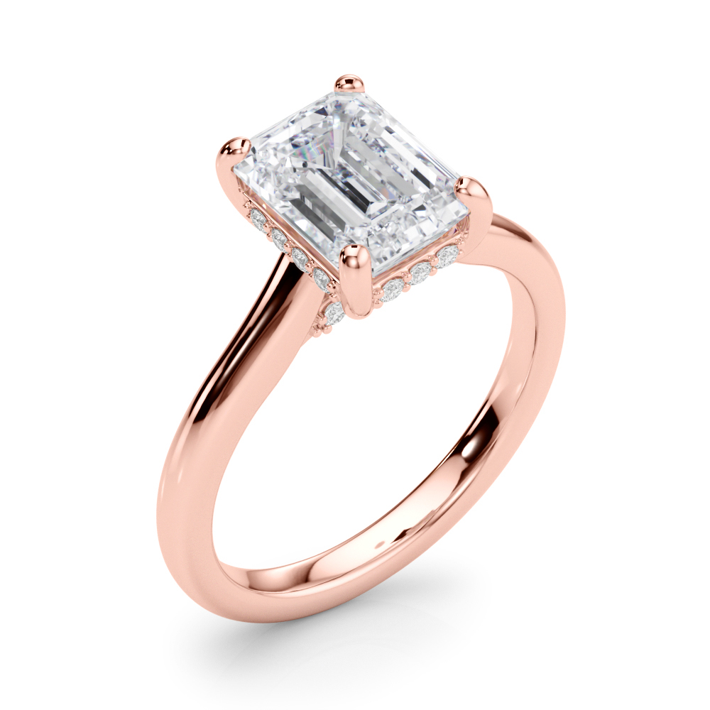 The Clementine Hidden Halo Engagement Ring, angled view