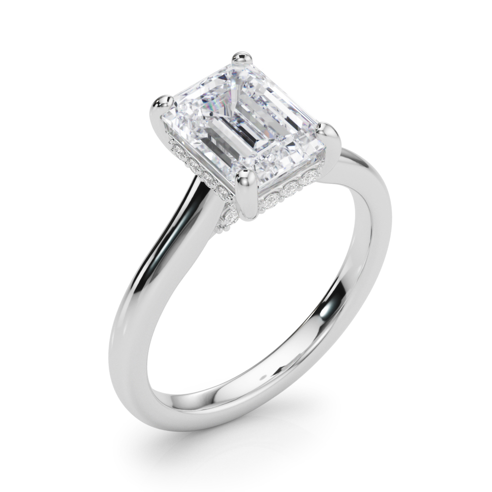 The Clementine Hidden Halo Engagement Ring, angled view