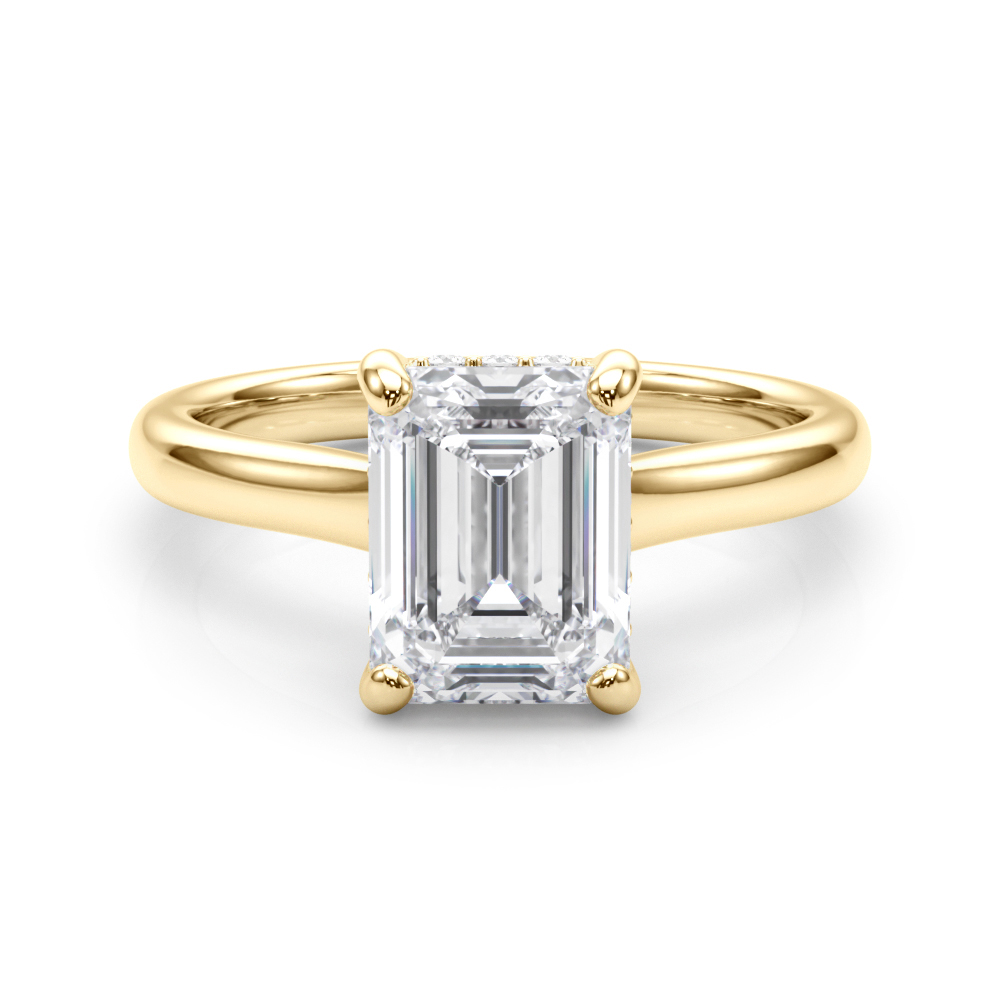 The Clementine Hidden Halo Engagement Ring, set view