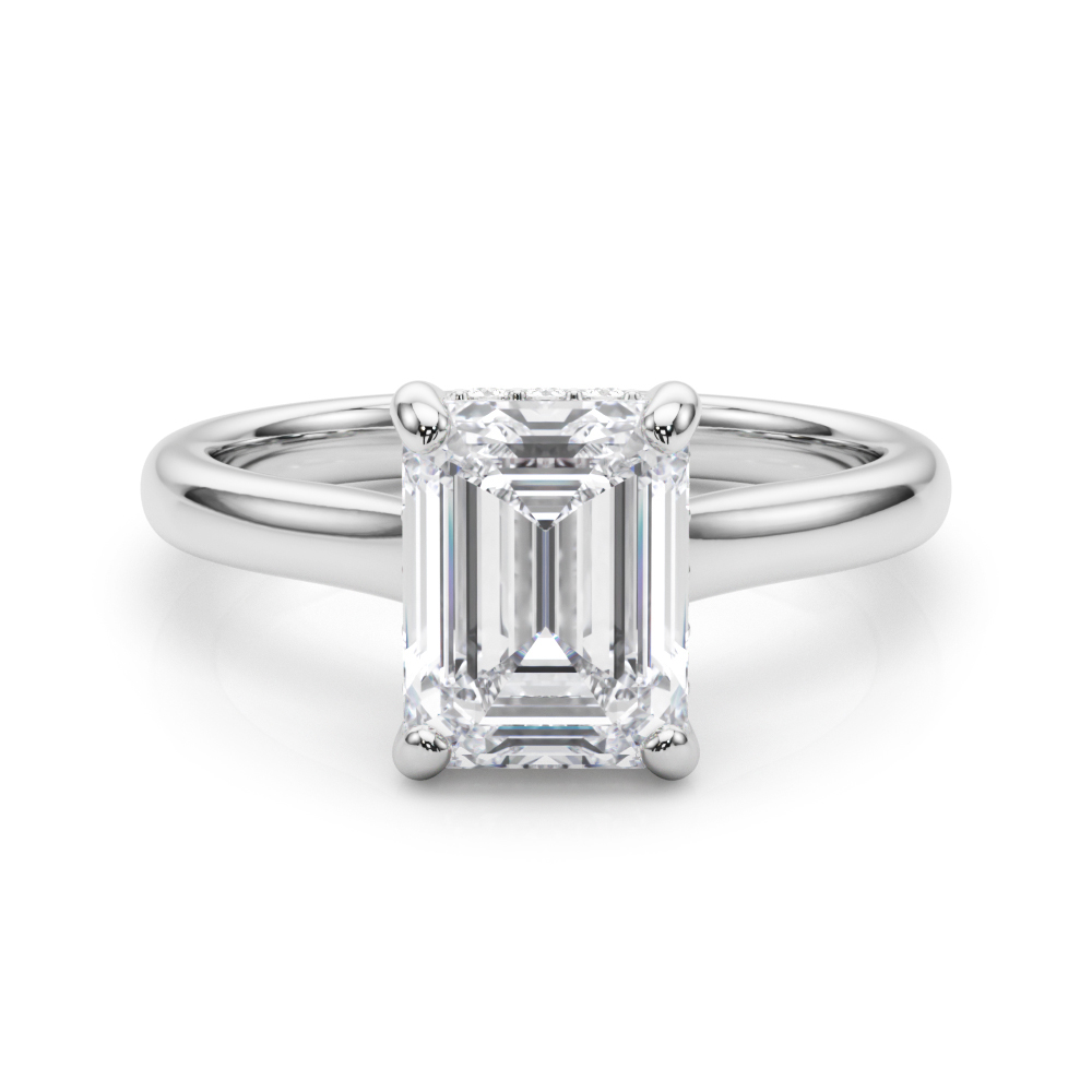 The Clementine Hidden Halo Engagement Ring, set view