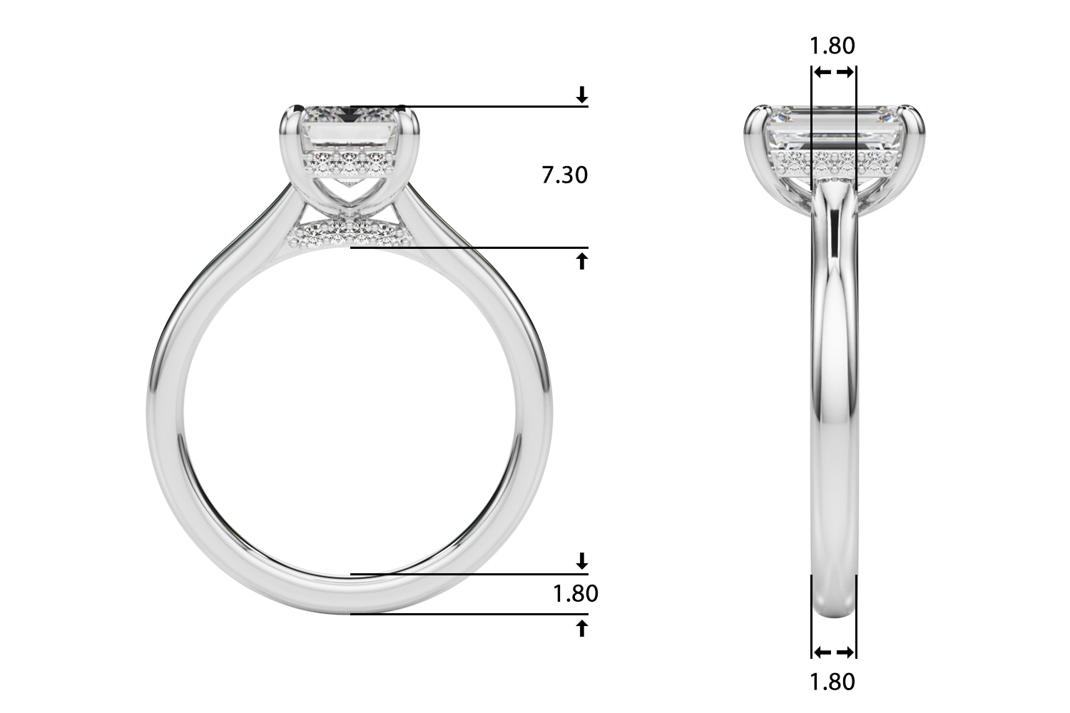 The Clementine Hidden Halo Engagement Ring, upright view