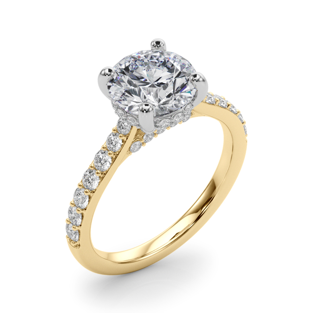 The Theodora Hidden Halo Engagement Ring, angled view